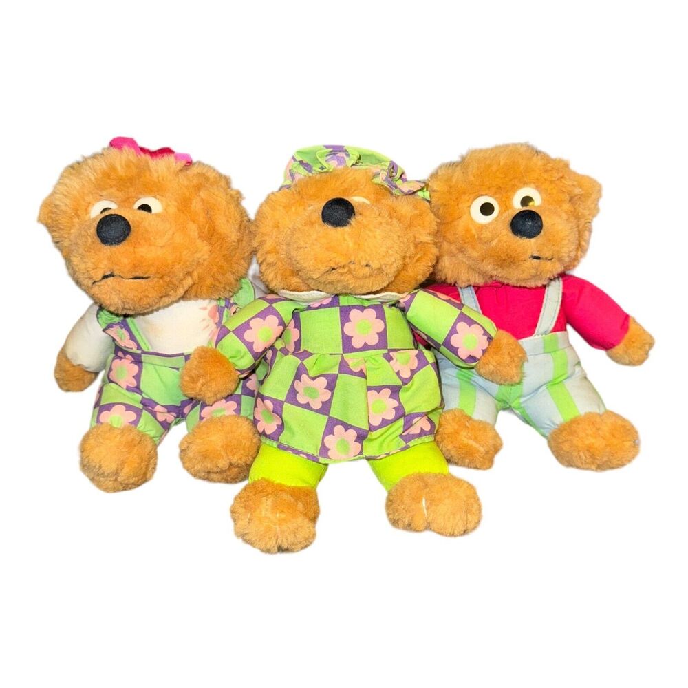 Vtg The Berenstain Bears Plush Stuffed Animals 3 Mama Sister Brother 10" 1995
